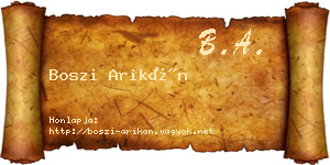 Boszi Arikán névjegykártya